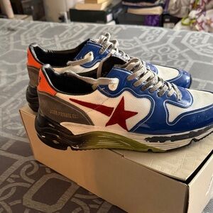 Golden Goose Men's Blue, White & Red Star Runner Sneakers